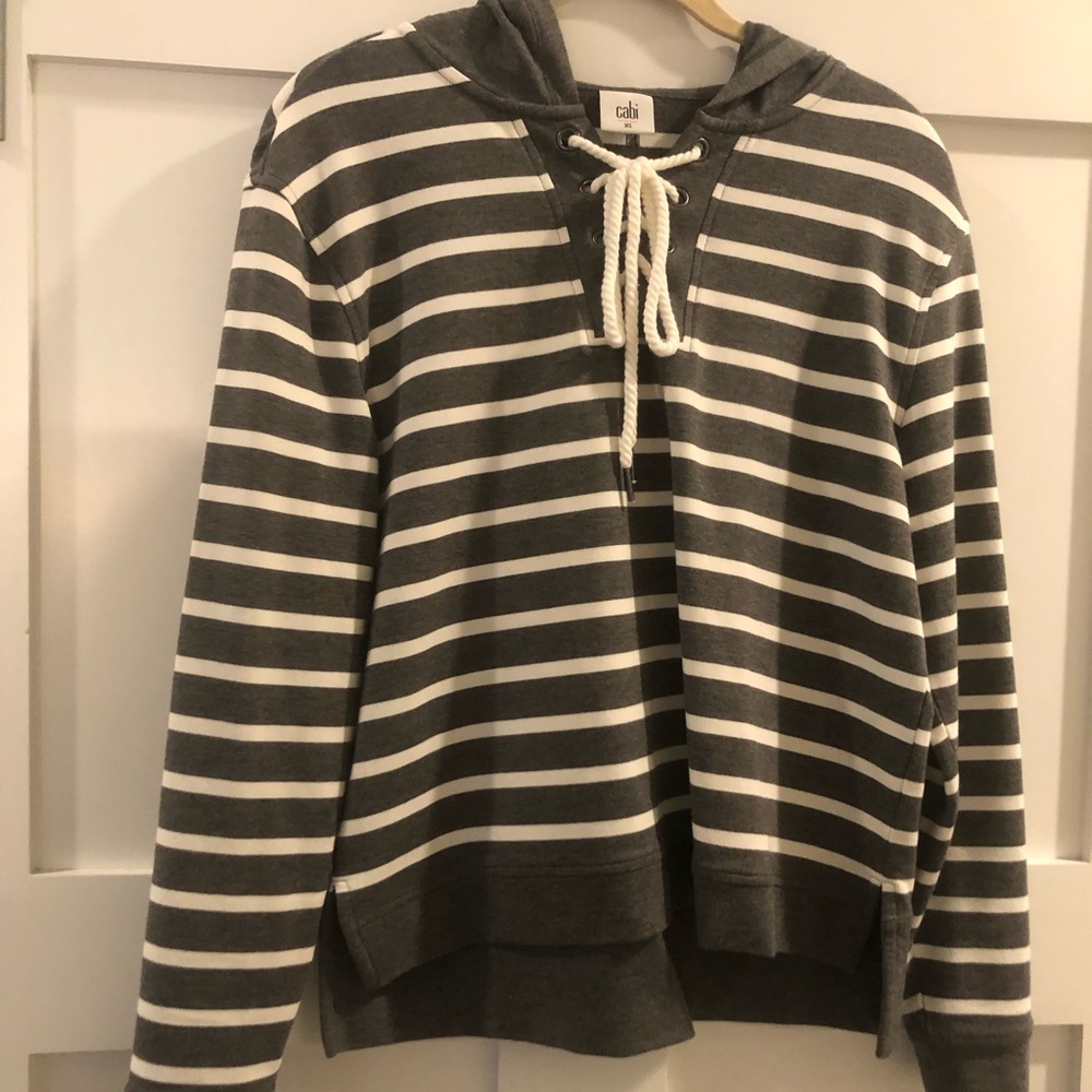 Grey & White Stripped Sweatshirt
